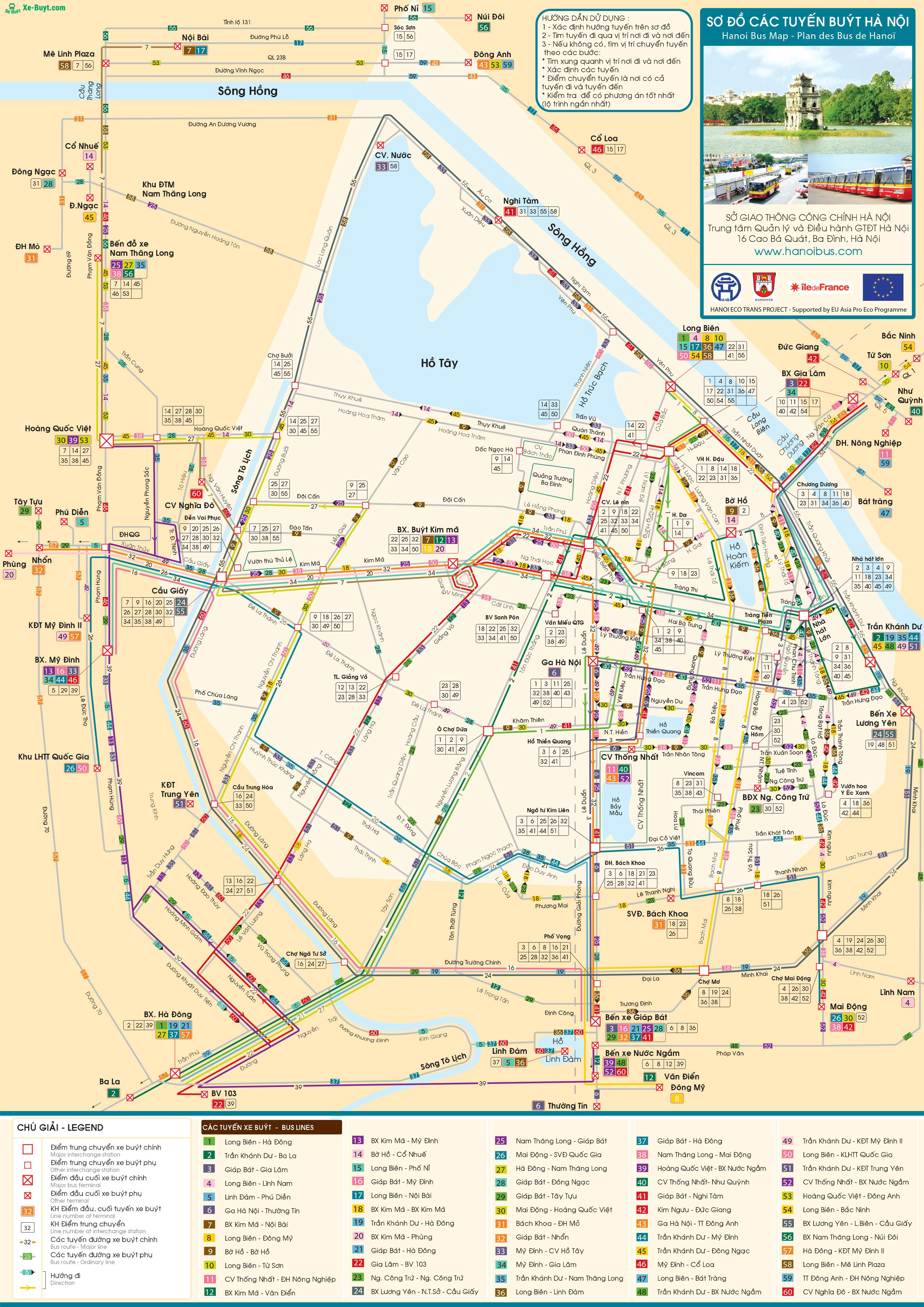 Bản đồ xe bus Hà Nội mới nhất năm 2019